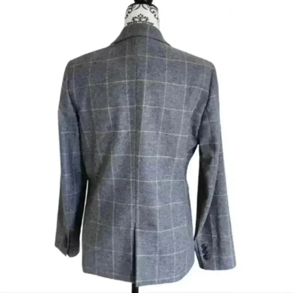 Massimo Dutti Slim Fit Checked Wool Suit Blazer Check Grey Yellow Women's 10 - Picture 4 of 16